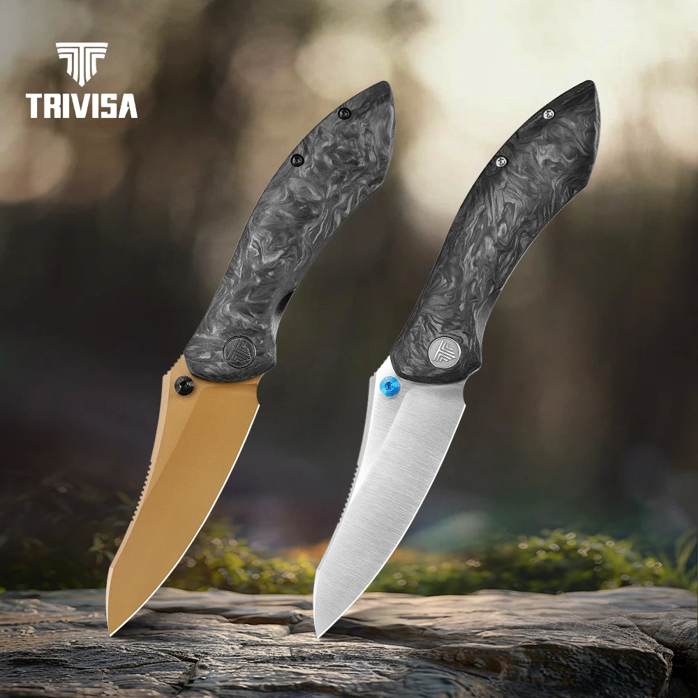 

Складной карманный нож TRIVISA Rhino с клипсой, лезвие M390, рукоять из титана и карбона, для кемпинга, охоты, активного отдыха, высококачественный EDC-инструмент