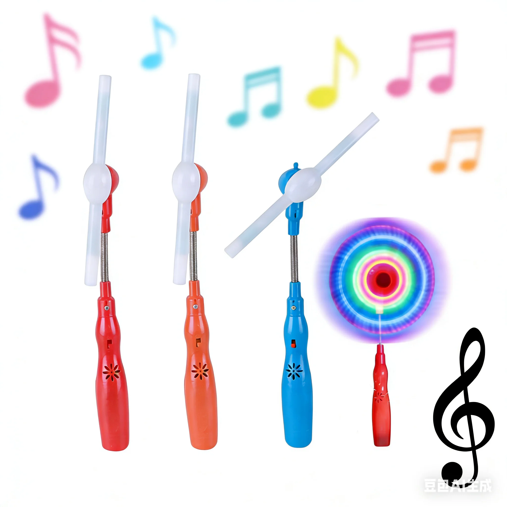 

Electric LED Music Spinning Windmill Stick Colorful Light Shining Rotary Handheld Light Up Windmill Fan Toy gift Random Color
