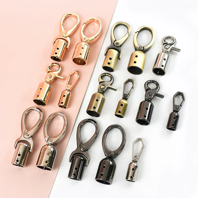 

4/10P 8-15mm Handbag Strap Stopper Buckles Metal Cord Lock Lobster Clasp Tassel Cap Snap Clip Hook Leather Belt Connector Buckle