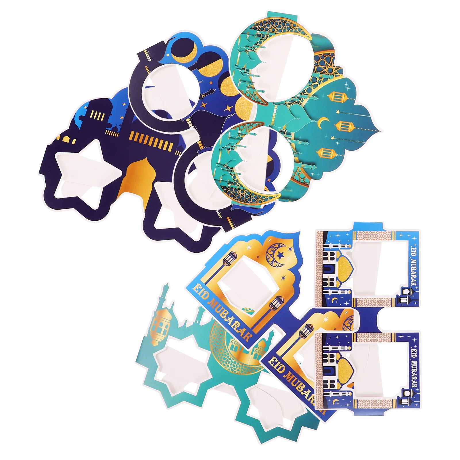 

6Pcs Moon Festival Party Glasses Unique Eid Mubarak Eyewear Funny Photo Props for Celebration Decorative Paper Glasses Novelty