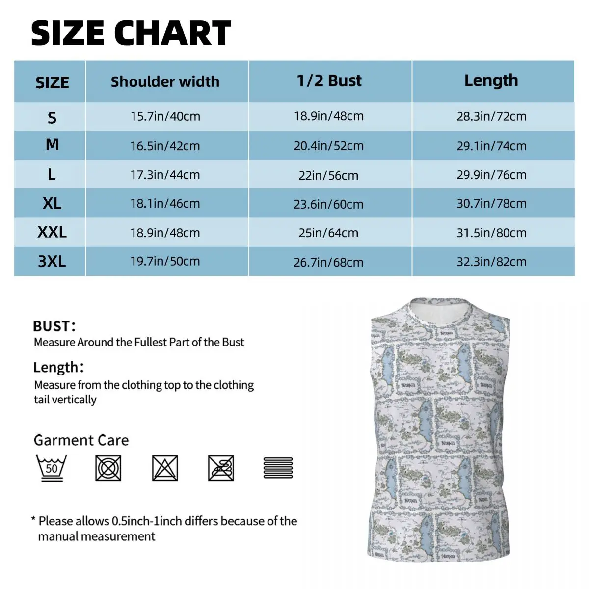 Narnia Map - Chronicles Of Narnia Men Printed Sleeveless T-shirt Casual Hip Hop Street Style Beach Holiday Tank Tops
