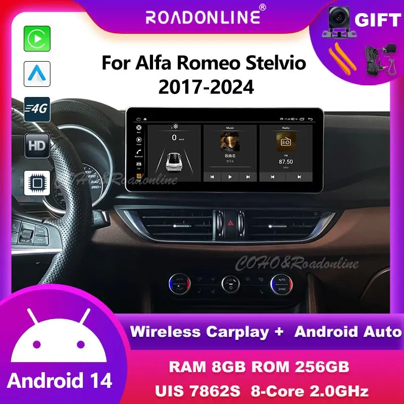 

For Alfa Romeo Stelvio 2017-2024 12.3 screen Android 13 Octa Core 1920*720 8+256G Car Multimedia Player Stereo Receiver Radio