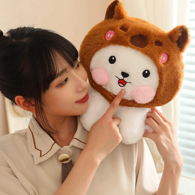 Cartoon Animals Plush Lucky Cat Shark Capybara Series Dolls Soft Standing Animal Toys  Baby Comfort Pillow Christmas Gifts
