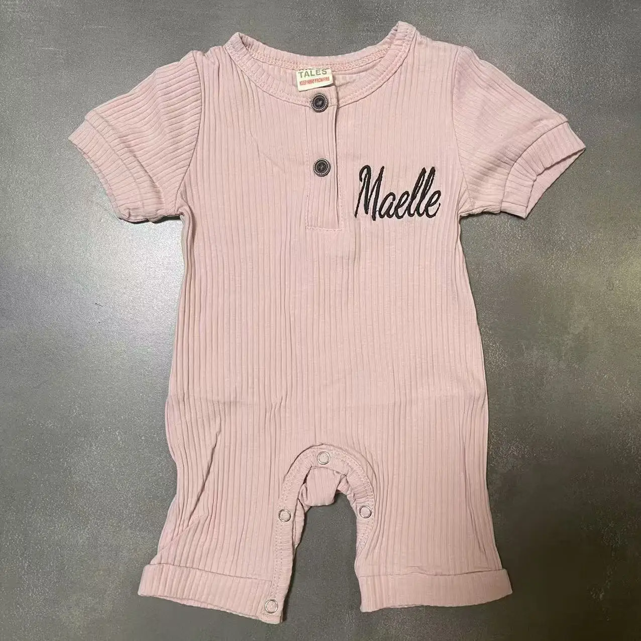 New Spring and Autumn Short sleeved Baby Bodysuit Customized Embroidered Name Solid Color Baby Creeper Personalized Newborn Body