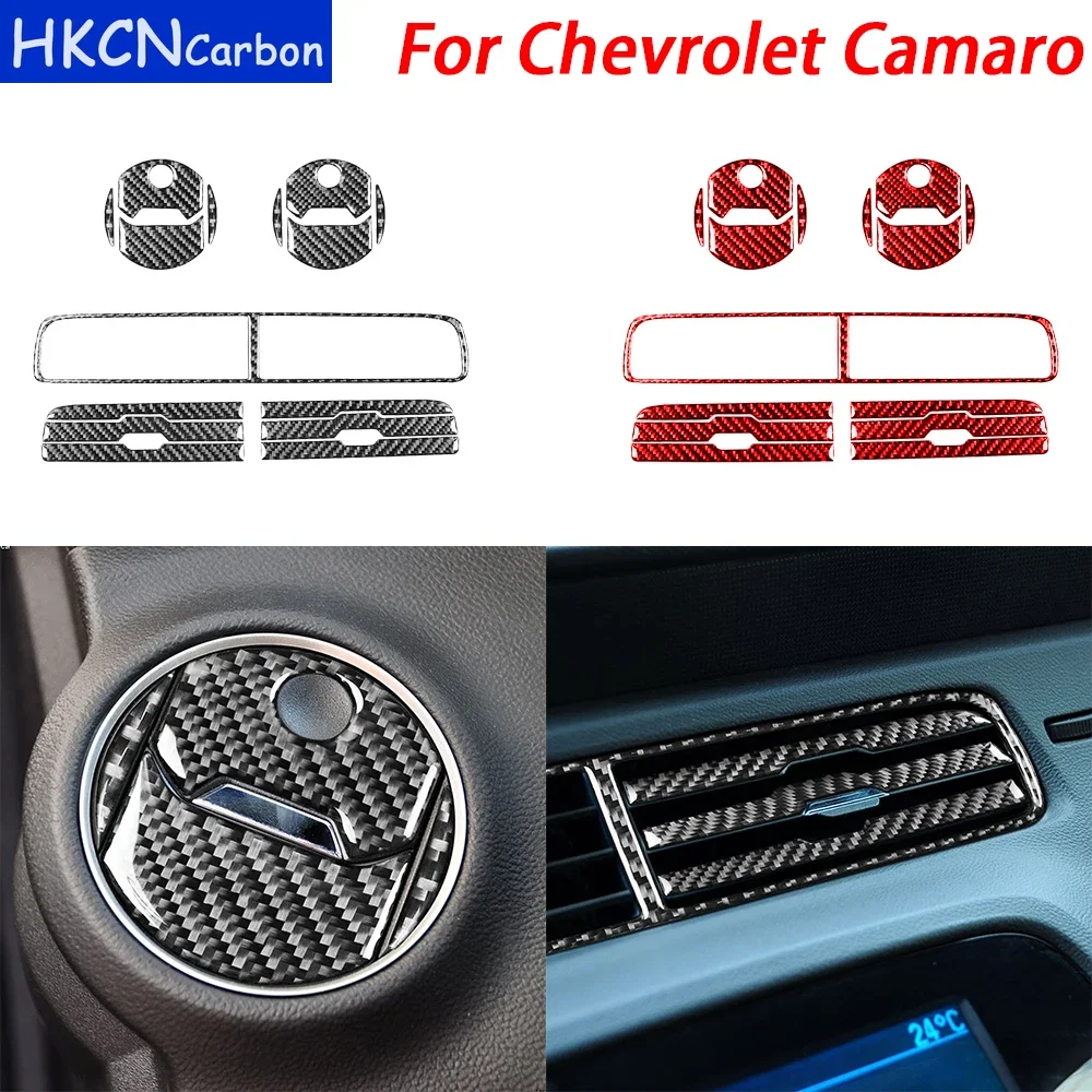 

For Chevrolet Camaro 2010 2011 Carbon Fiber Dashboard Air Conditioning AC Outlet Set Trim Cover Car Interior Accessories Sticker