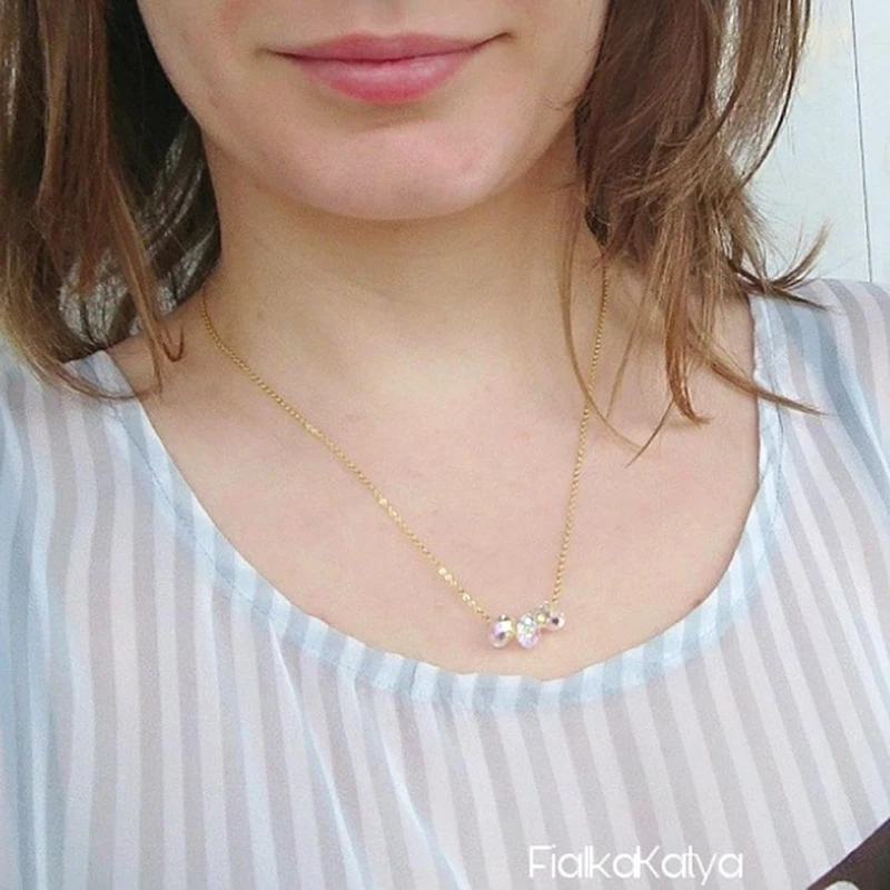 Gold Color Colorful Oval Beads Fancy Stone Pendant Necklace Crystals from Austria For Women Trendy Indian Chain Choker Jewelry
