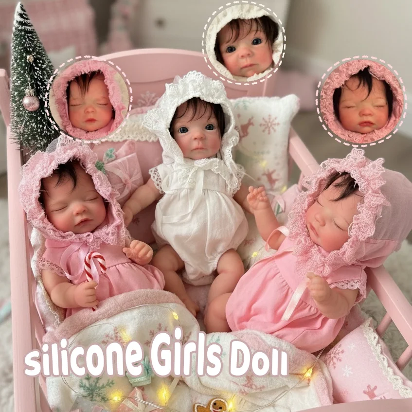 

1 PC/3 Styles 25cm Rooted Hair Solid Silicone Reborn Girls Doll bebe reborn de silicona Soft Touch Newborn Doll Perfect As Gifts