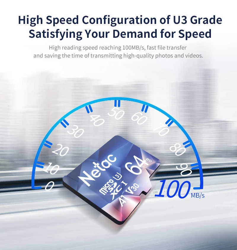 Netac SD Card 32G 64G 128G 256G 512G Micro Sd Card A1 U3 C10 V30 with Adapter High Speed 100MB/s Flash Card Memory for Camera