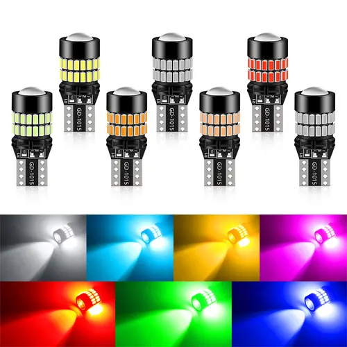 Imagen 1 del producto 2 uds 34SMD luz de señal LED T10 W5W Led 12V 24V blanco hielo azul púrpura rojo amarillo verde bombilla de lámpara de marcha atrás luz de liquidación automática