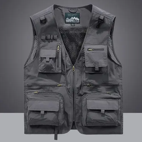 Summer Men Unloading Tactical Vest Coat Casual Men's Photographer Waistcoat Mesh Work Sleeveless Jacket Tools Pocket Vest 5XL - Image 4
