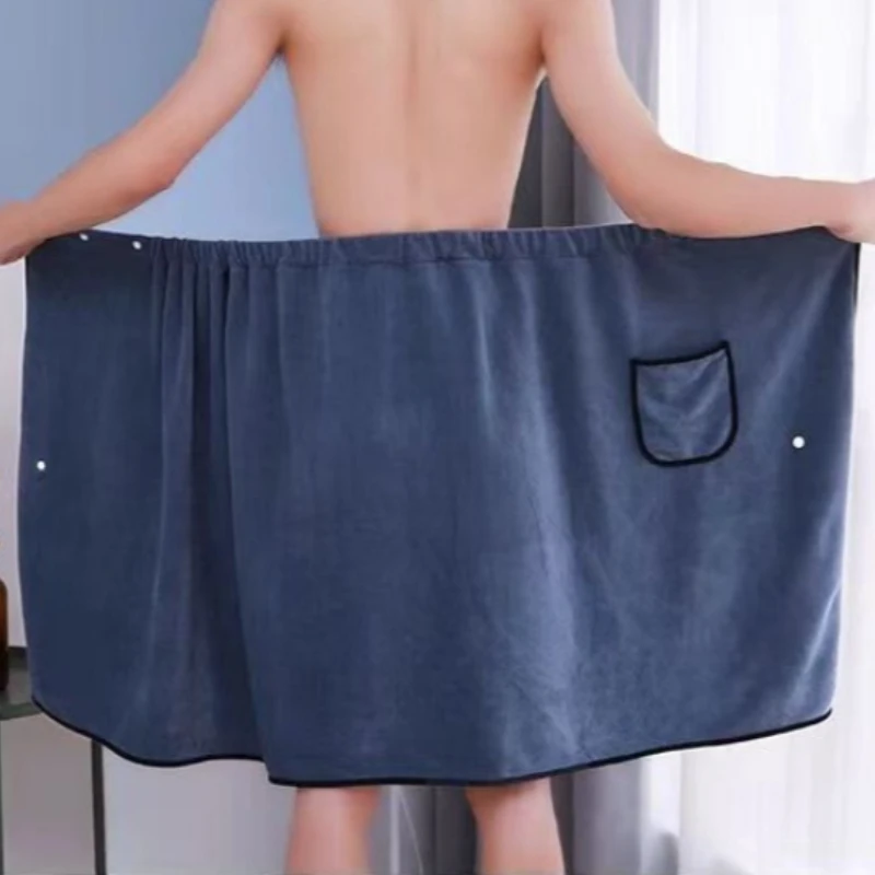 New Adjustable Men's Sexy Bath Skirt Wearable Men's Bath Towel Soft Absorbent Suitable for Sauna Spa Adult Absorbent Beach Towel