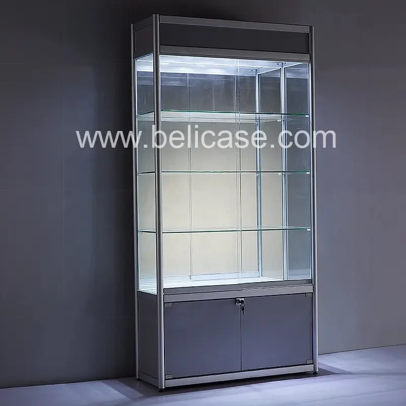 Estilos comuns personalizados de vitrine, Display Stand, Armazenamento com tampa, Shop Cabinets