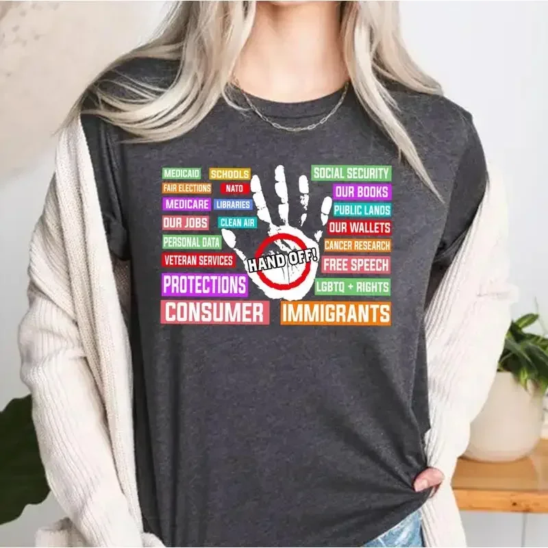 Hands Off Protest T Shirt Political Defend Public Lands Medicare Social Security Free Speech Environmental Rights