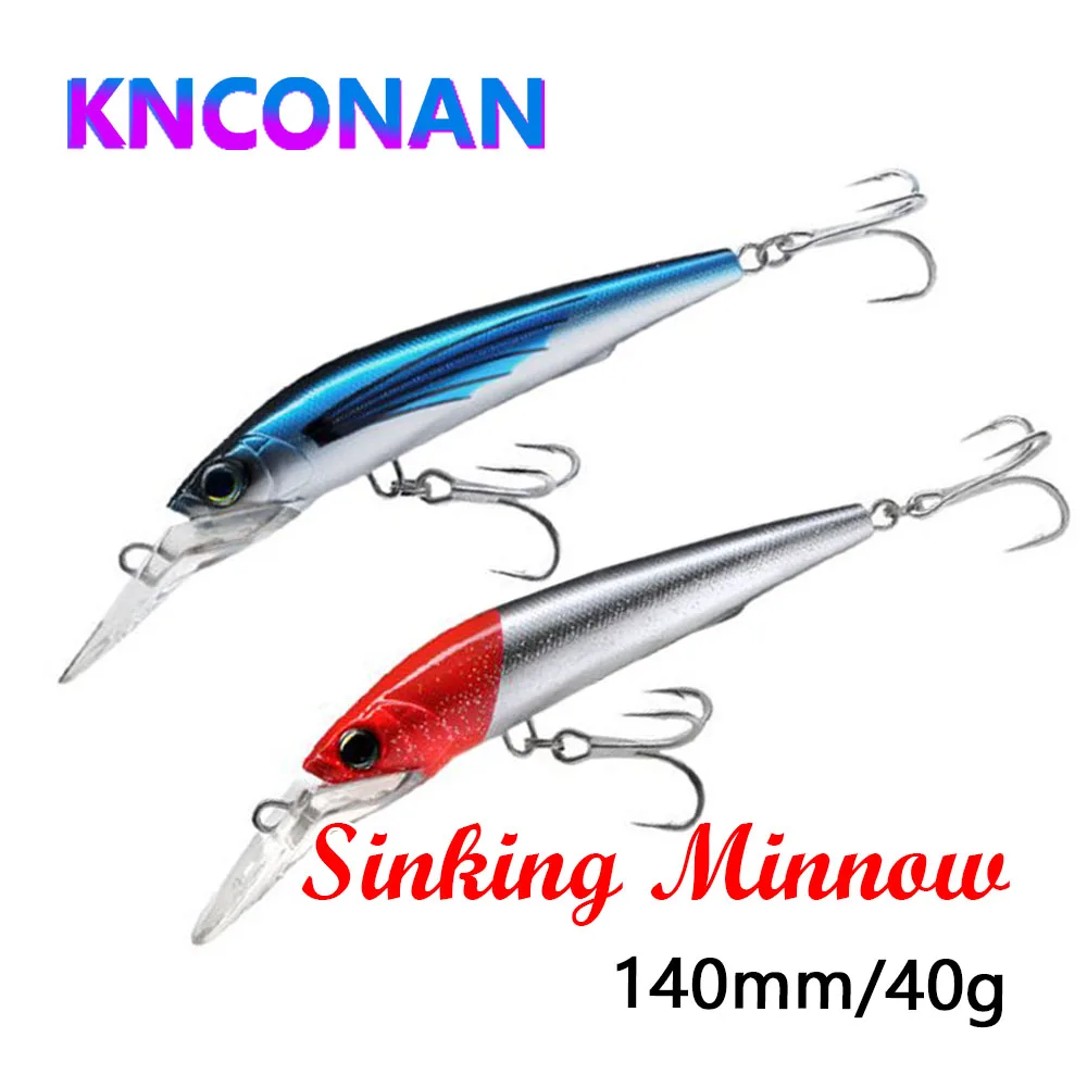 1pc 40g isca de pesca mergulho profundo minnow isca artificial wobblers enfrentar pesca carpa pique walleye original mar isca de pesca