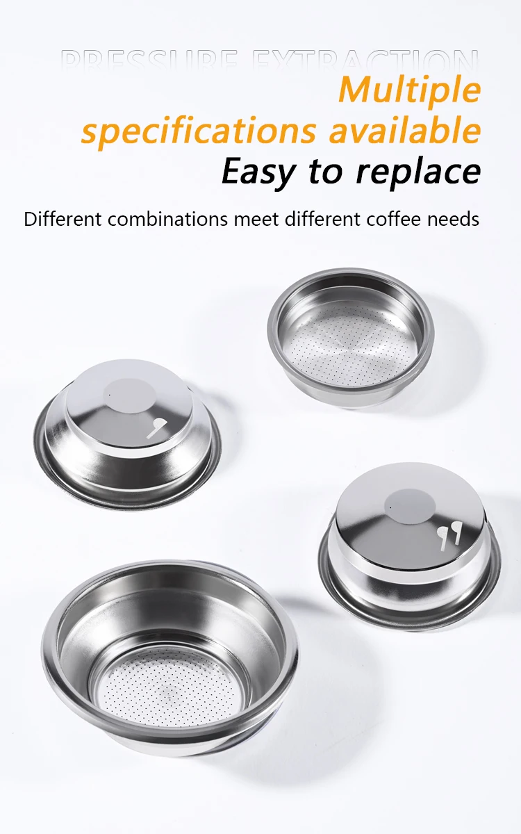 51MM/54MM/58MM Druckbeaufschlagter 1-Loch Kaffeefilterkorb für Einzel-/Doppelportionen, Passend für Edelstahl-Siebträger, Espresso-Kaffeezubehör – Detail 9