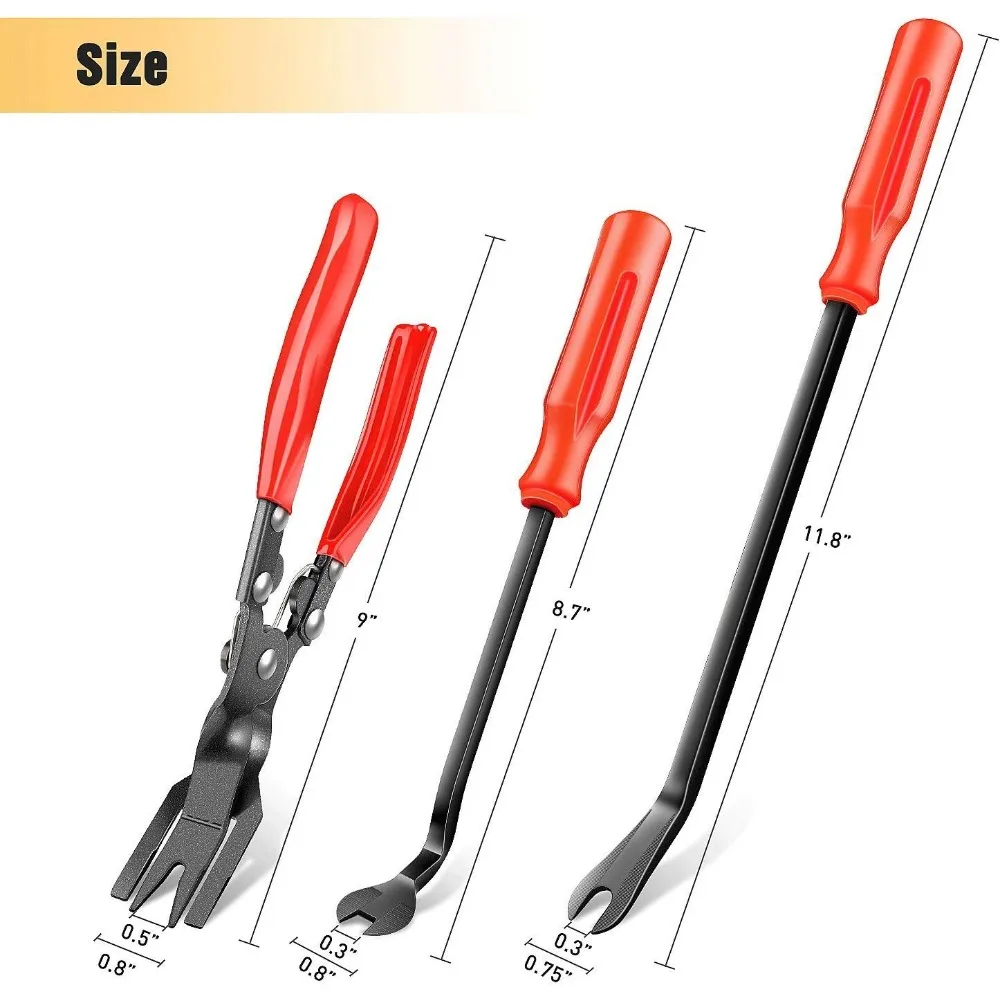 Set Tang Klip 3 Buah & Kit Penghilang Pengikat untuk Perbaikan Jok Mobil dan Dasbor dengan Tas Penyimpanan