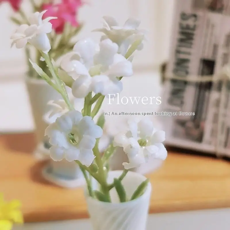 1 조각 인형 집 미니 테이블 꽃 시뮬레이션 식물 화분 모델 소형 데스크탑 홈 장식 마이크로 장면 장식