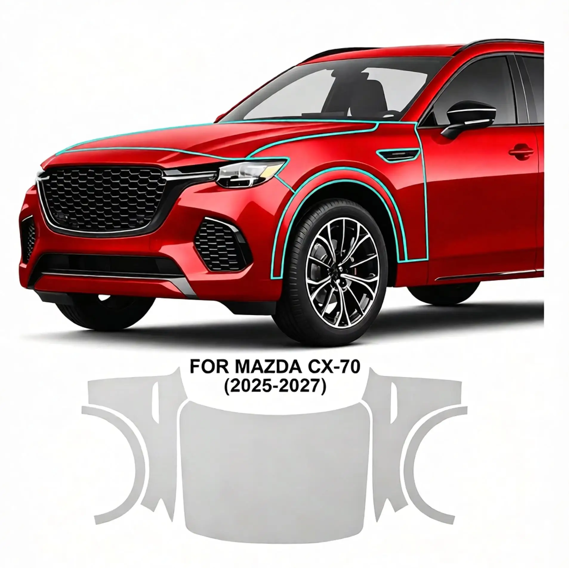 9Mil TPU Paint Protection Film For Mazda CX70 CX-70 2025 2026 2027 Pre-cut PPF Kit Clear Bra Car Body Anti-Scratch Resistant