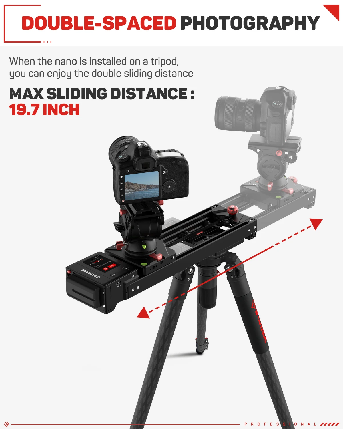 IFOOTAGE Shark Slider Nano Bundle, 16.6inch 2 Axis Motorized Camera Slider, APP/IPS Touch Screen Control, Mini Slider Dolly Rail