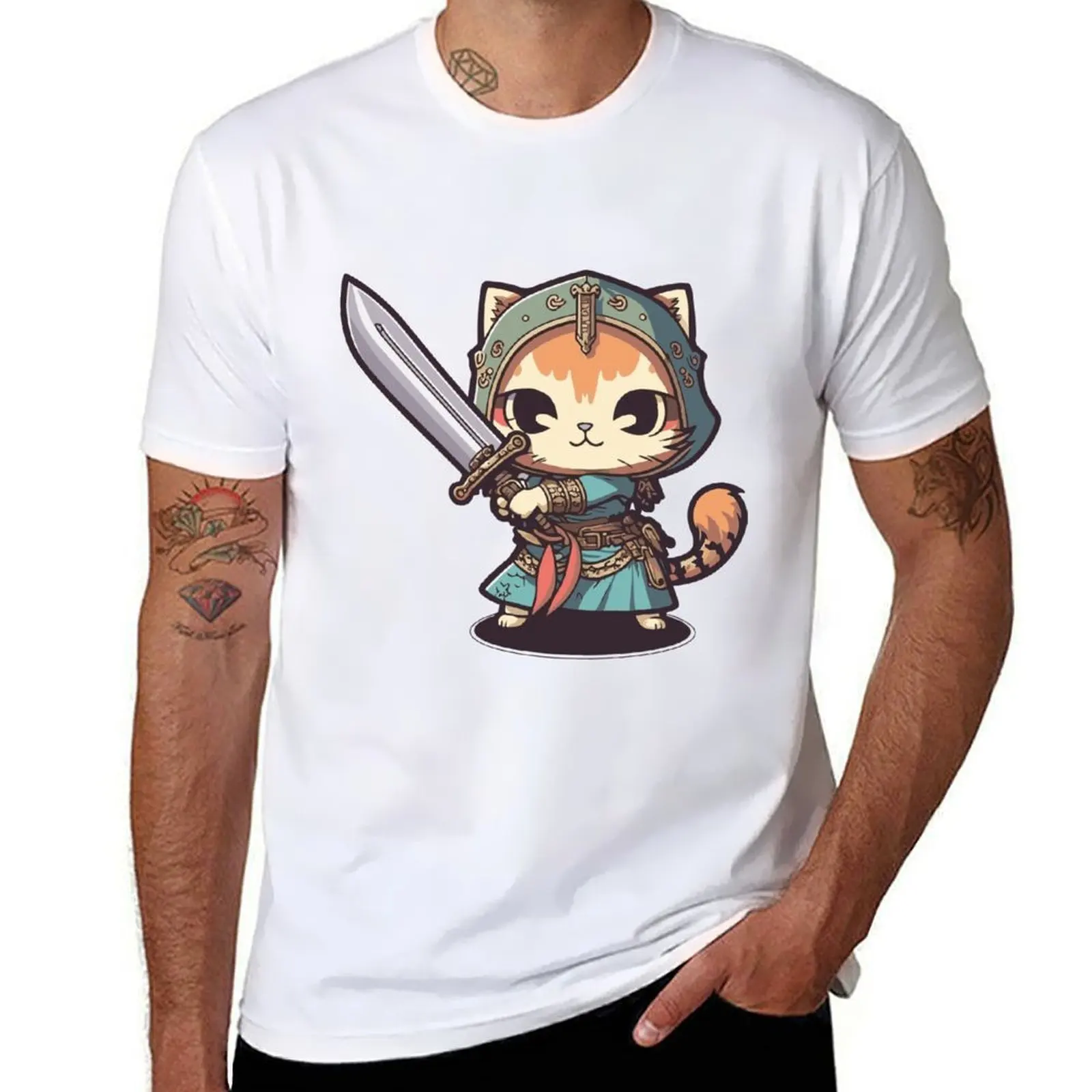 

Chibi Paladin Cat T-Shirt t shirt personalised cotton t shirt pack T-Shirt
