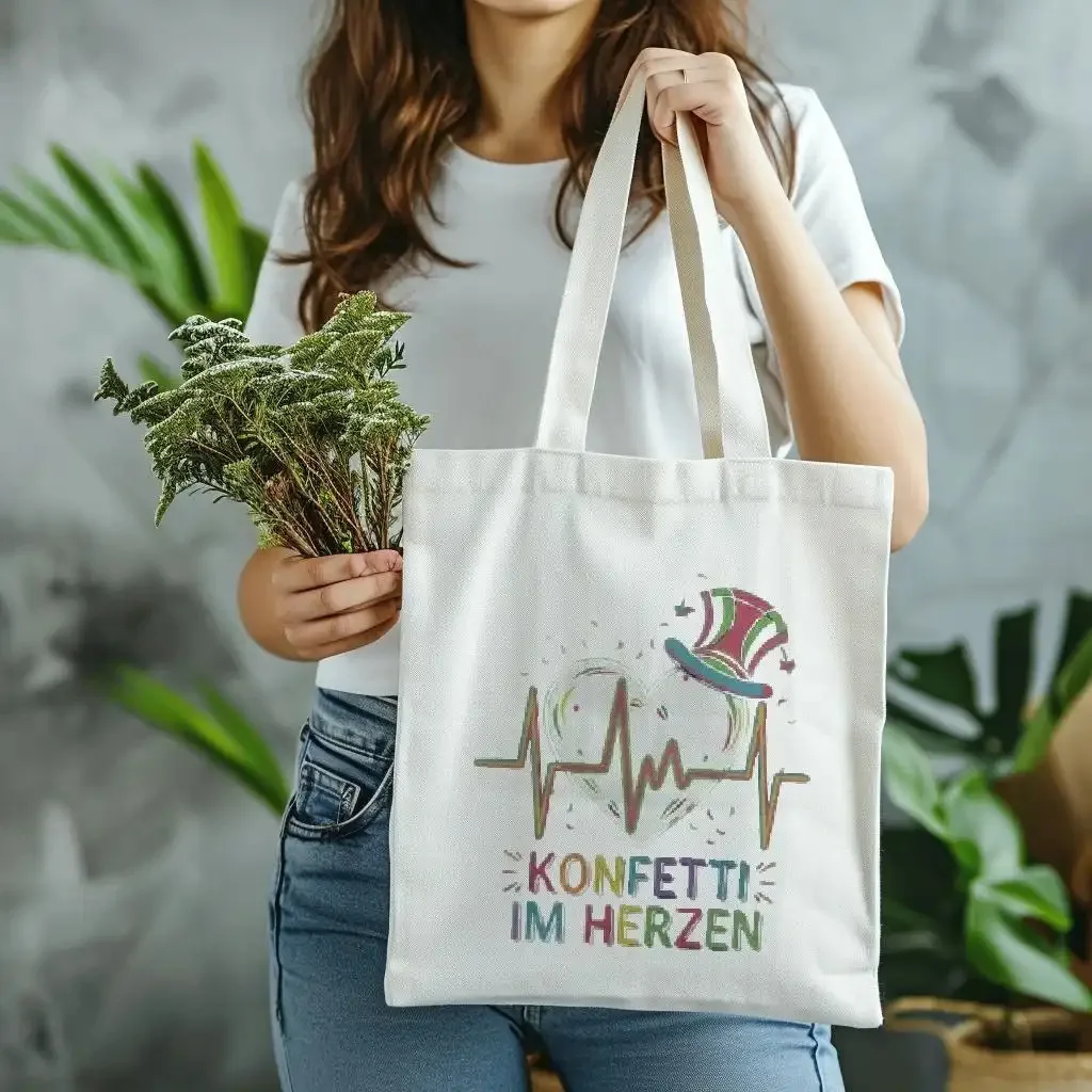 A Heartbeat print canvas tote bag, suitable for daily use, shopping, school, and travel