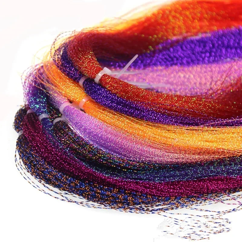 110 sztuk 35cm wędkarstwo muchowe blichtr skręcona żyłka sznurkowa wiązanie Flash kryształ lśniący materiał DIY haki wspomagające przynęty muchy