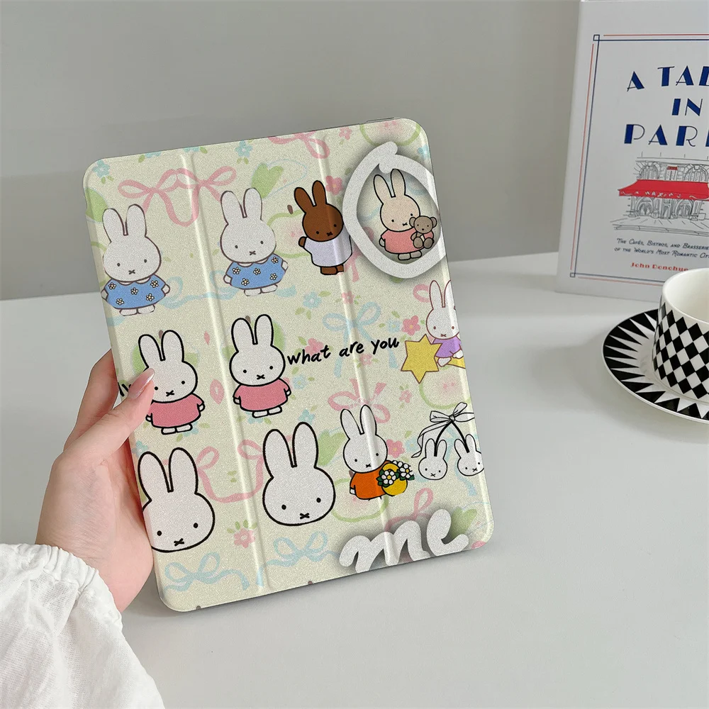 

Line Rabbit With Pen Holder for iPad Pro 2024 Air 11 2025 iPad 10th Air 5 4 10.9 Ipad 7 8 9 10.2 5 6 9.7 inch Air3 10.5 mini 6