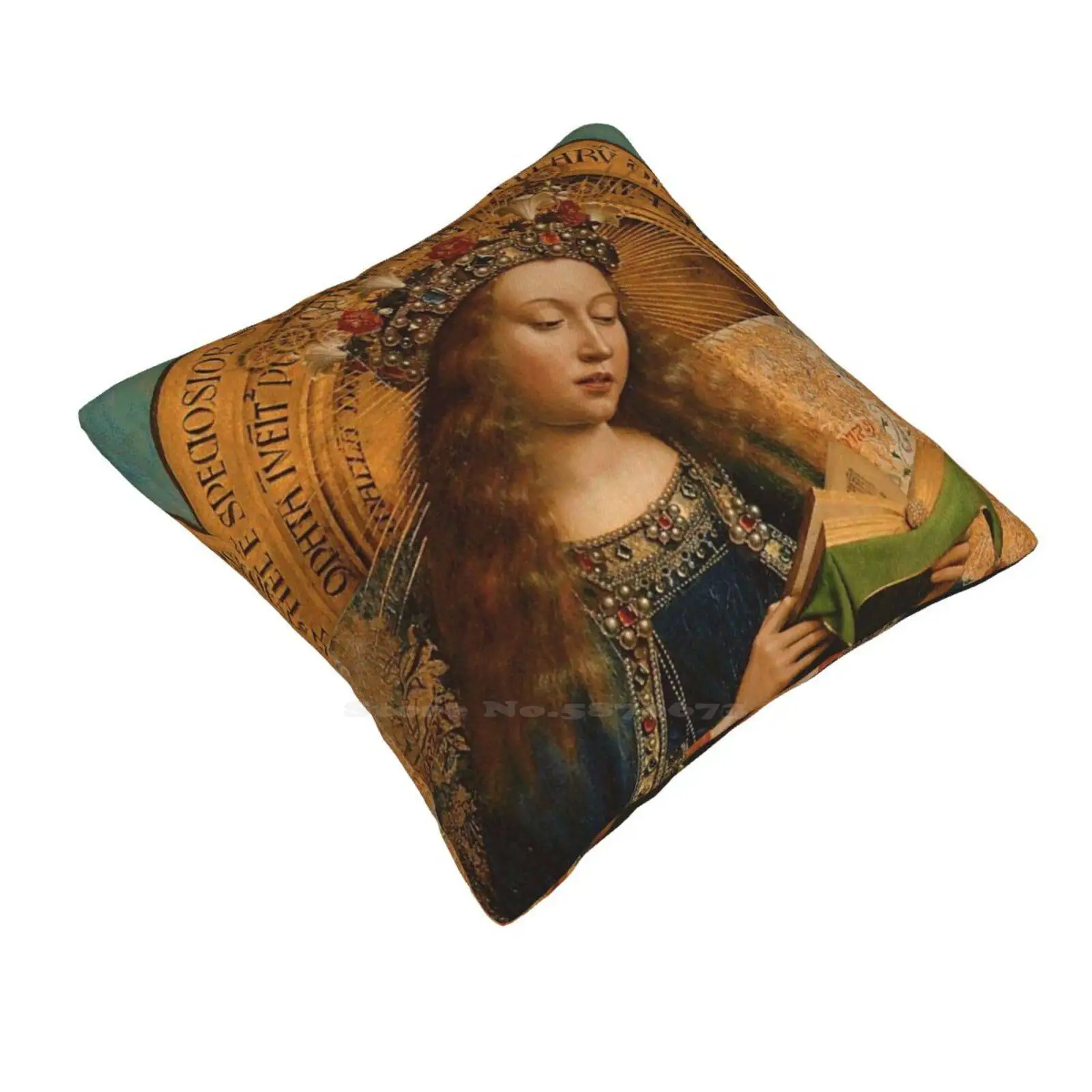 The Virgin Mary From The Ghent Altarpiece , 1432 Throw Cushion Pillow Cover Catholic Virgin Mary Mother Mary Faith Religious