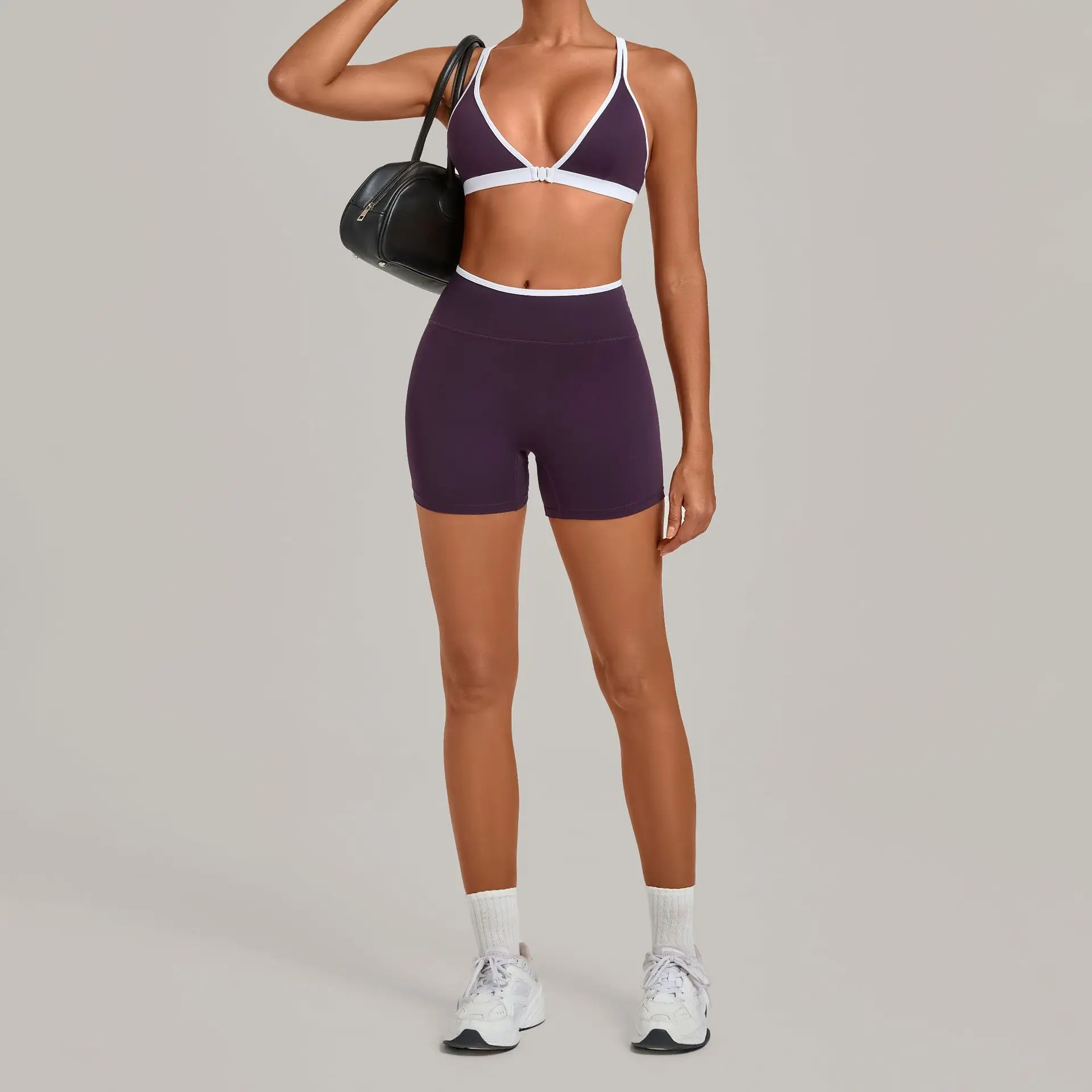 New Women's Yoga Set High Waist Hip Lift Tight-fitting Backless Removable Pads Bra Sports Shorts Running Workout Gym Yoga Suit