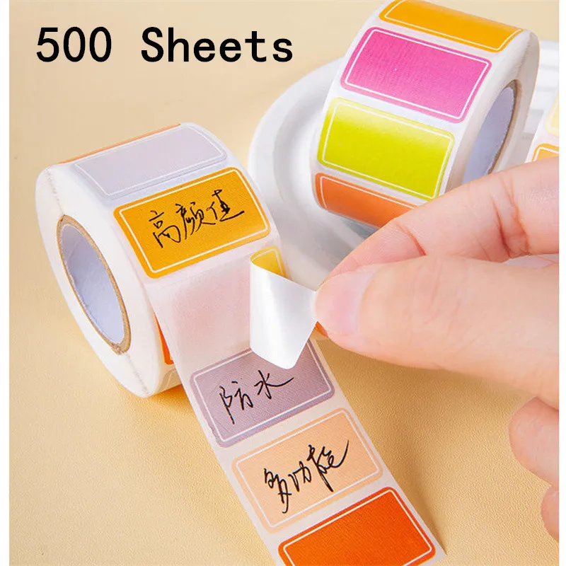 500 Sheets Waterproof Colored Labels Stickers Removable Labels Solid Colors Tags for Inventory Address File Classification