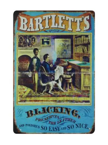 Bartlett's Blacking preserving leather metal tin sign home decor bedroom