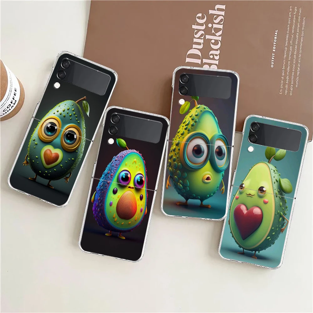 Avocado Hard PC Phone Case For Samsung Galaxy Z Flip 4 5 Transparent Cover For Galaxy Z Flip 3 Foldable Shockproof Cases Fundas