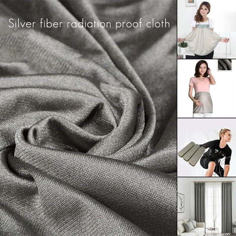 

Silver Fiber Fabric EMF EMI RF RFID Shielding Anti Radiation Protection Conductive Fabric DIY Maternity Dress Curtain