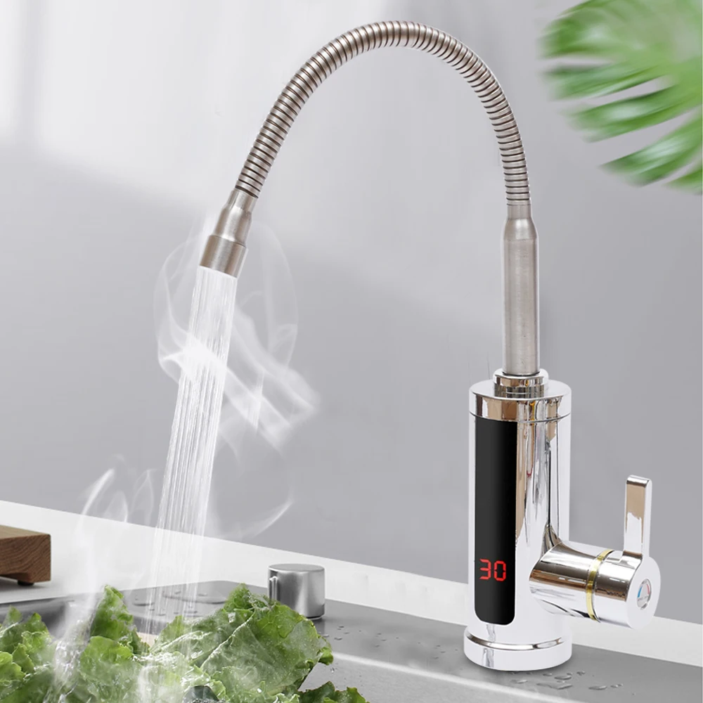 220V 300W Electric Faucet with Continuous Water Heater, 15-50°C Temperature Range, 360° Rotating Faucet for Kitchen, Bathroom