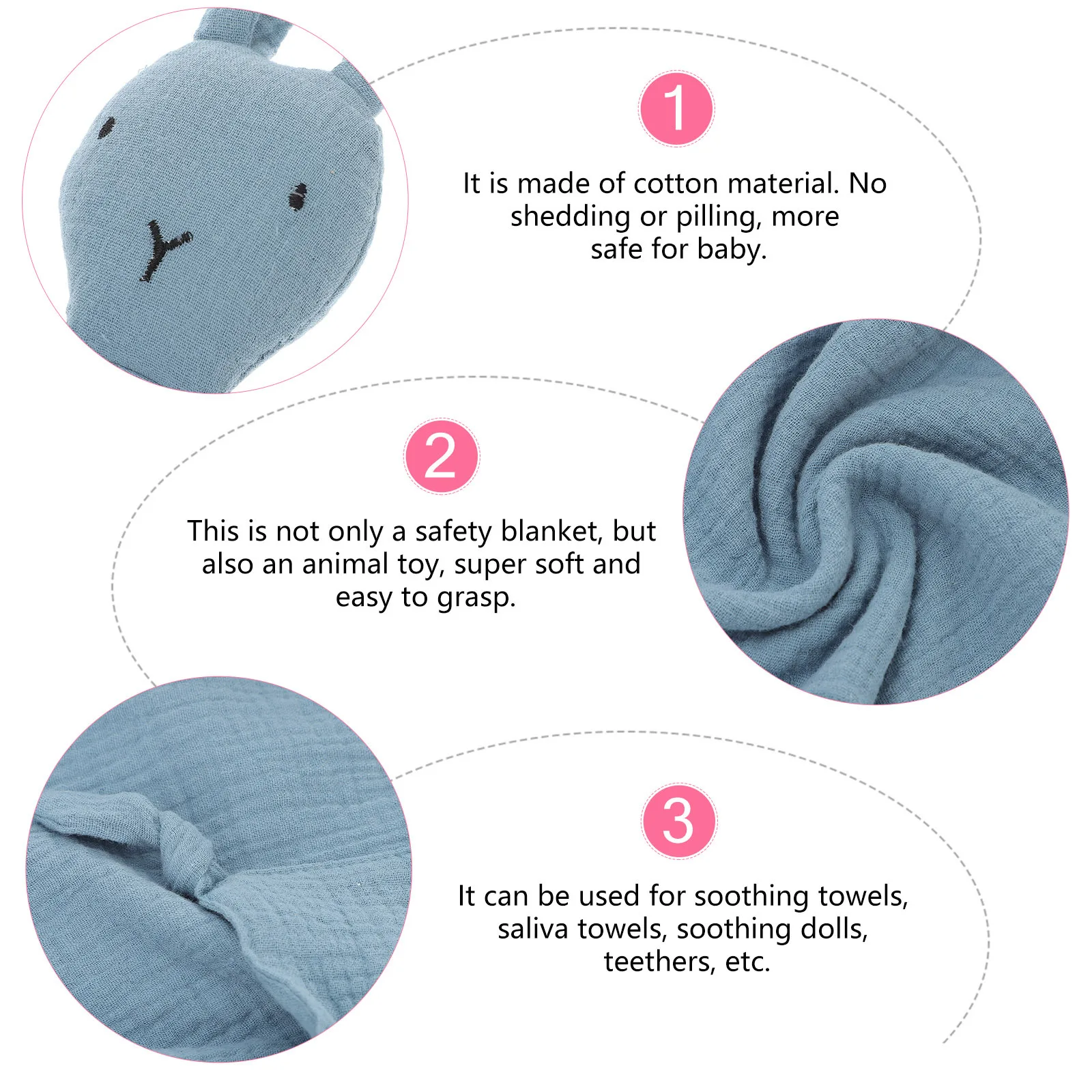 

Нежное милое детское одеяло с кроликом из чистого хлопка, защитное одеяло для младенцев, успокаивающее сенсорное уютное полотенце