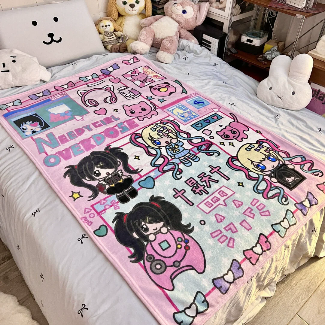 NEEDY GIRL OVERDOSE Rain KAnge Flannel Blanket Throw Home Sofa Lunch Break Blankets Children Student Blankets Nap