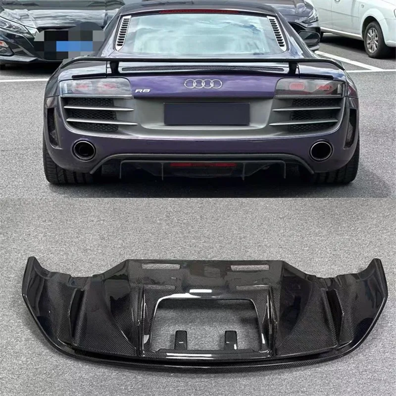 

Для Audi R8 V8 V10 2008-2015 задний бампер из настоящего углеродного волокна, диффузор, сплиттеры, спойлер, задние автомобильные аксессуары, комплект кузова