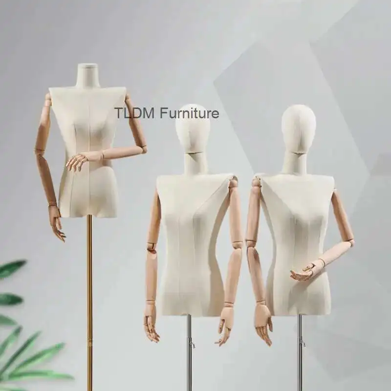

Korean Flat Shoulder Female Mannequins Wedding Dress Shop Mannequins Window Display Stand Clothing Store Half-length Mannequin