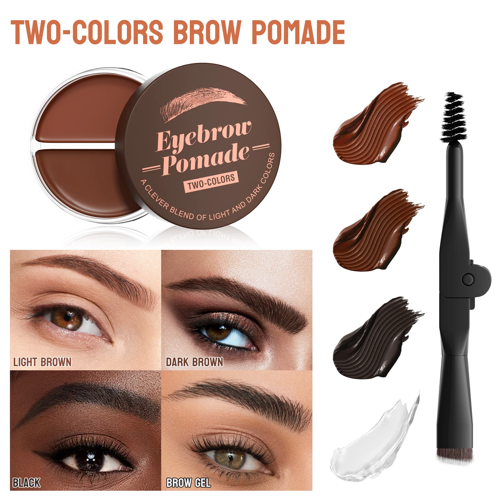 Kit de teinte de teinture pour cils et sourcils 2 en 1, imperméable, séchage rapide, longue durée, noir/marron, Kit de cosmétiques pour améliorer les sourcils