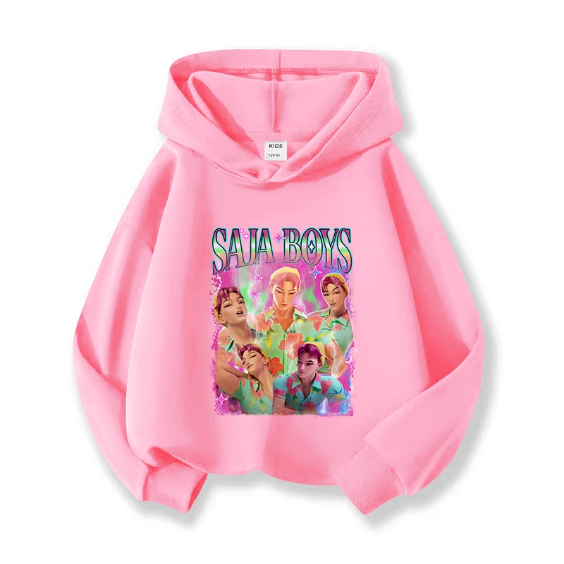 

Толстовки K-pop «Охотники на демонов» для мальчиков и девочек, верхняя одежда с длинными рукавами Saja, пальто с капюшоном и принтом для мальчиков, модный пуловер, детские топы