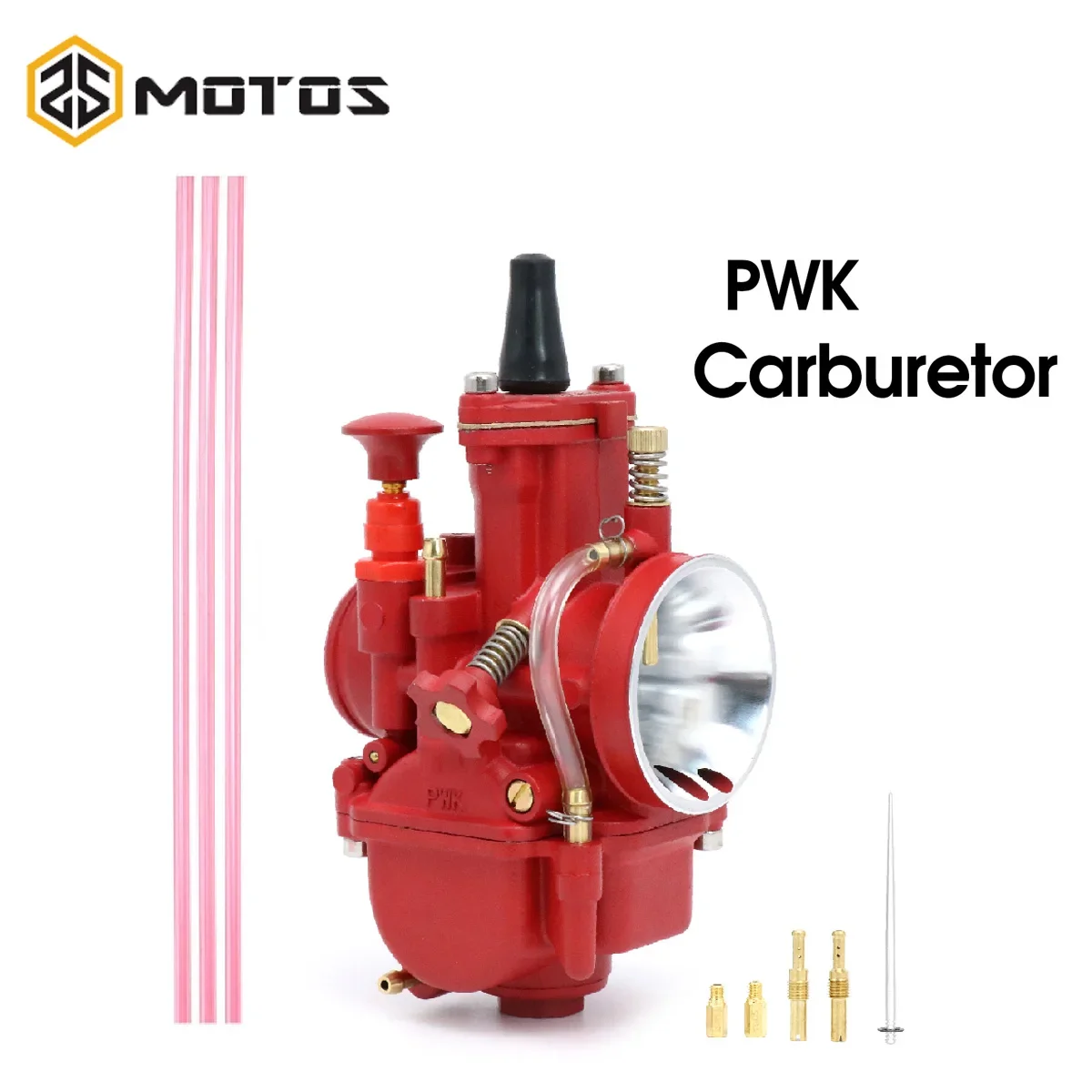 ZS MOTOS 21 24 26 28 30 32 34mm Red/Black Motorcycle Racing Carburetor For 50-350cc 2T 4T PWK Carburetor With Main jet Idle jet
