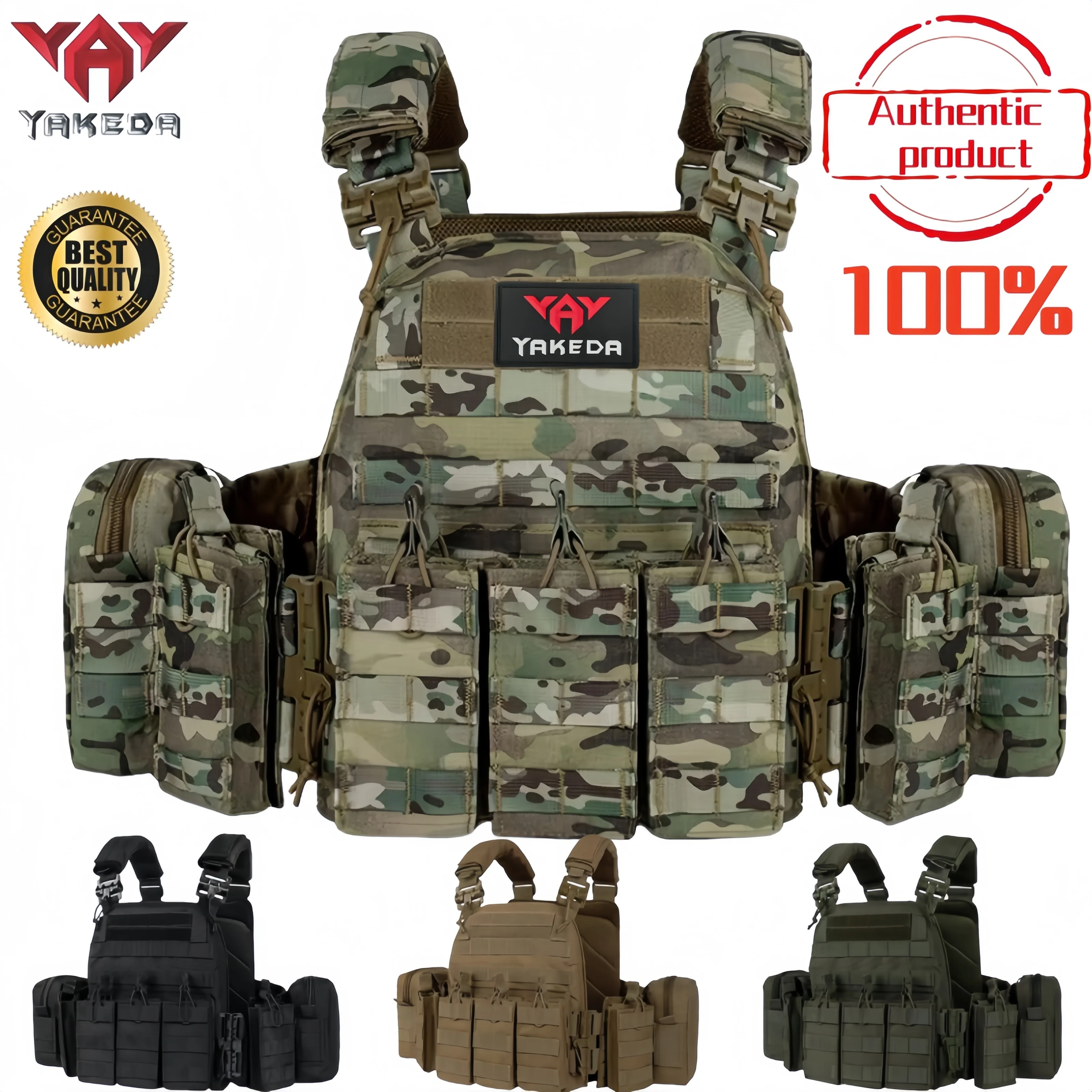 

YAKEDA Tactical Vest 6094 Fast detachable light laser cut outdoor hunting black gear carry vest of high quality