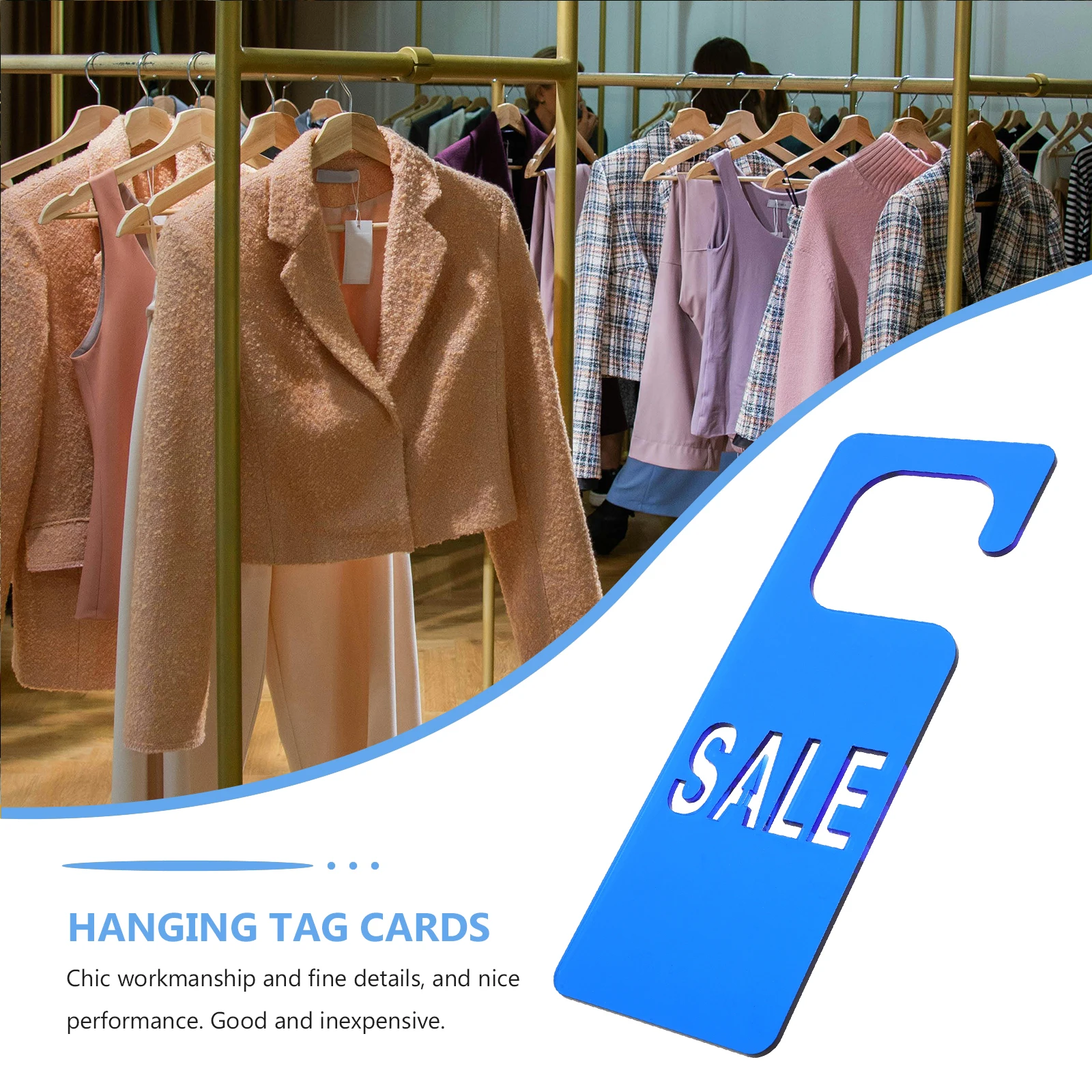

Acrylic Tag for Clothing Shop Clear Advertising Card Hanging Store Accessory Promotional Signage SALE Kleine Blue Transparent