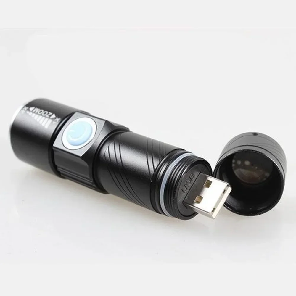 Linterna duradera recargable con batería integrada, minizoom Q5, 3 modos, Flash, resistente al agua, táctica, Camping, bicicleta
