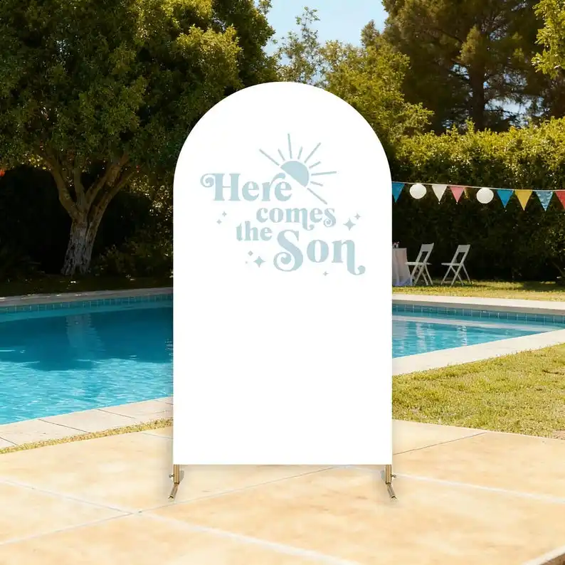 Mocsicka Arch Cover Backdrop Here Comes The Son Sun Photo Background for Baby Boy Shower Gender Reveal Party Studio Photoshoot