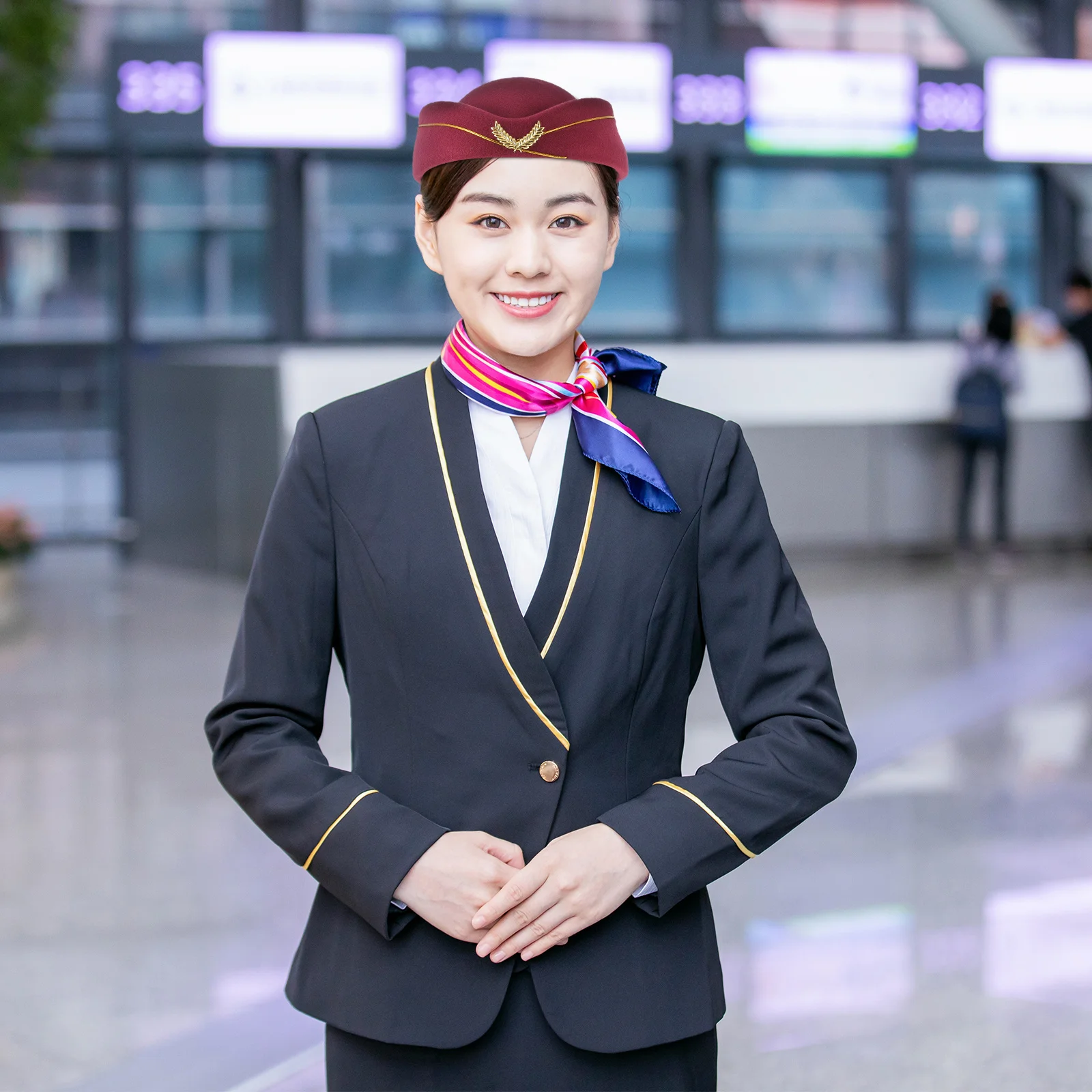 

Women Air Stewardess Hat Wine Red Woolen Flight Attendant Hat Ergonomic Design Perfect Costume Cosplay Performance