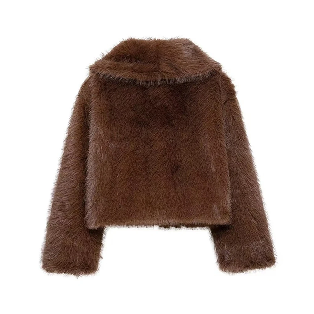 Maternity Faux Fur Crop Coat Brown Short Jacket Pregnancy Photo Outfit Warm Plush Top for Maternity Photo Prop Stylish Stylishly