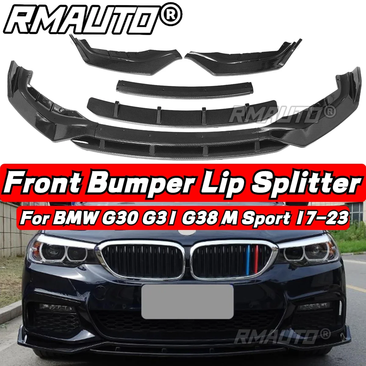 

G30 Lip Carbon Fiber Car Front Bumper Spoiler Splitter Lip Guard Cover Body Kit For BMW G30 G31 G38 M Sport 2017-2023 Body Kit