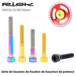 RISK-tornillos de tapa de vástago de titanio para bicicleta de montaña y carretera, 1 piezas, M6x30, M6x35, M6x40, m6x50 mm, M6 x 30, 35, 40 y 50mm