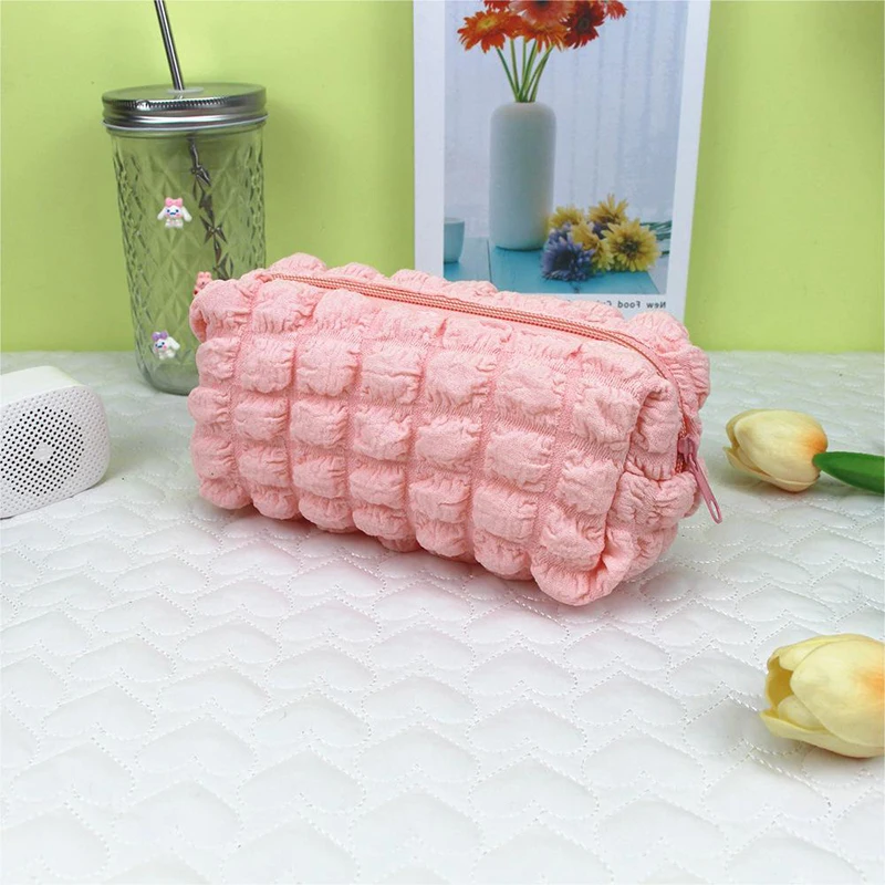 Oil Puff Student Pen Bag Bubble Grid Non Collision Large Capacity Makeup Bag